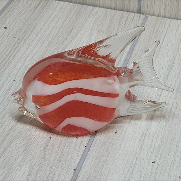 Vintage Blown Glass Red Fish Paperweight Art Glass Figurine Handblown - Picture 8 of 8